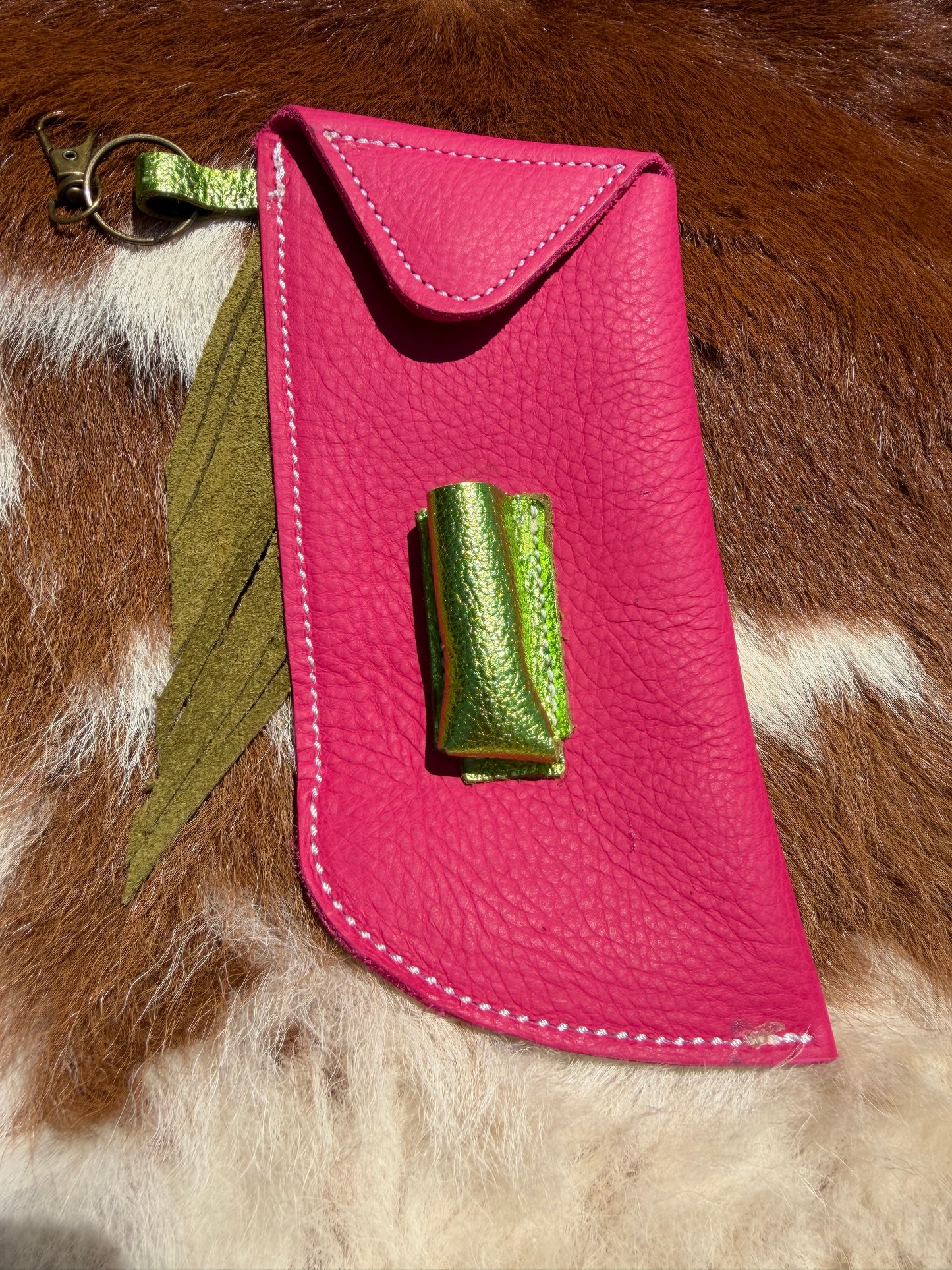 Tooled Mini Chap Pink & Metallic Lime