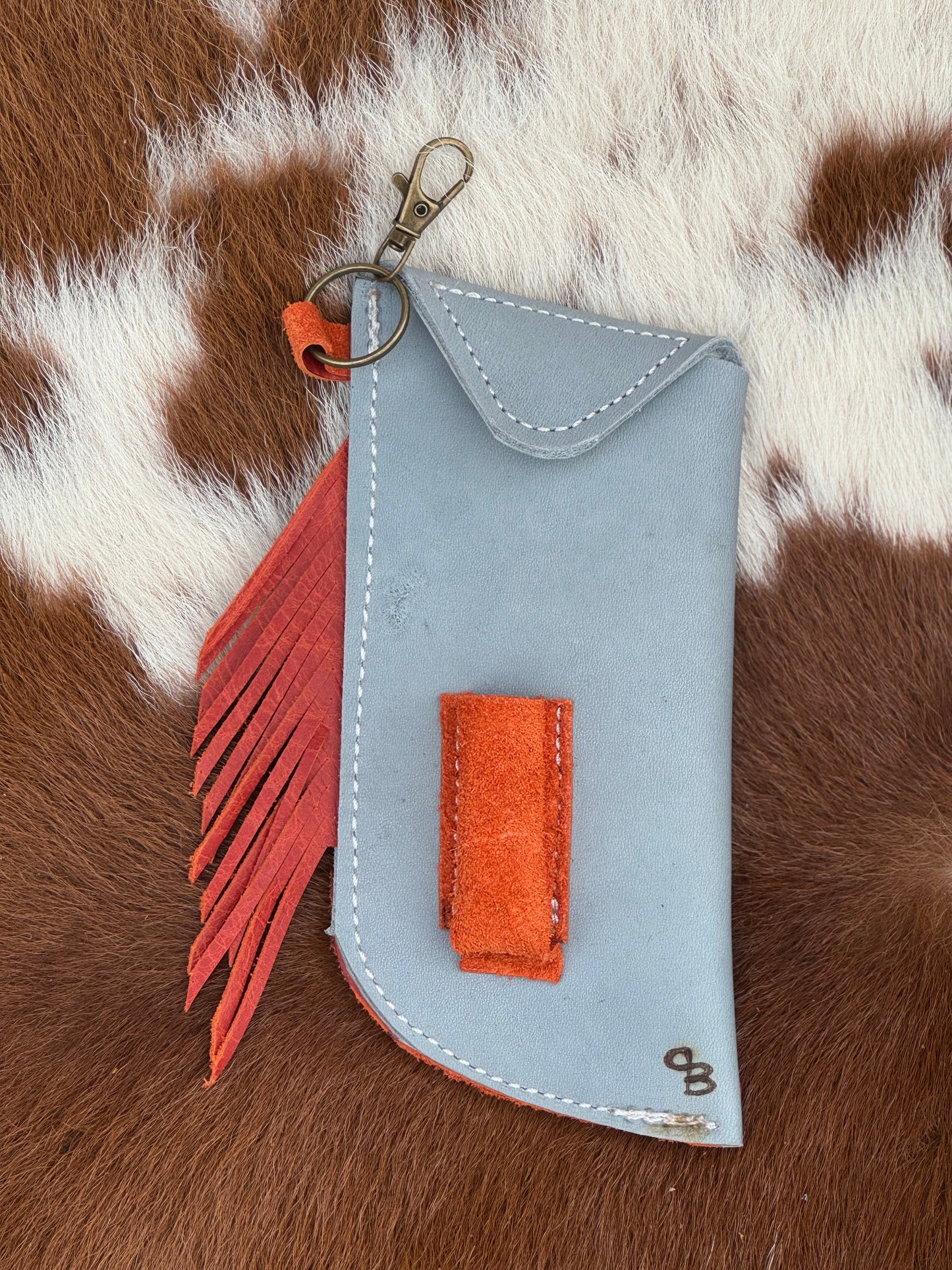 Chap-Stick Sunglass Holder Dusty Blue & Orange