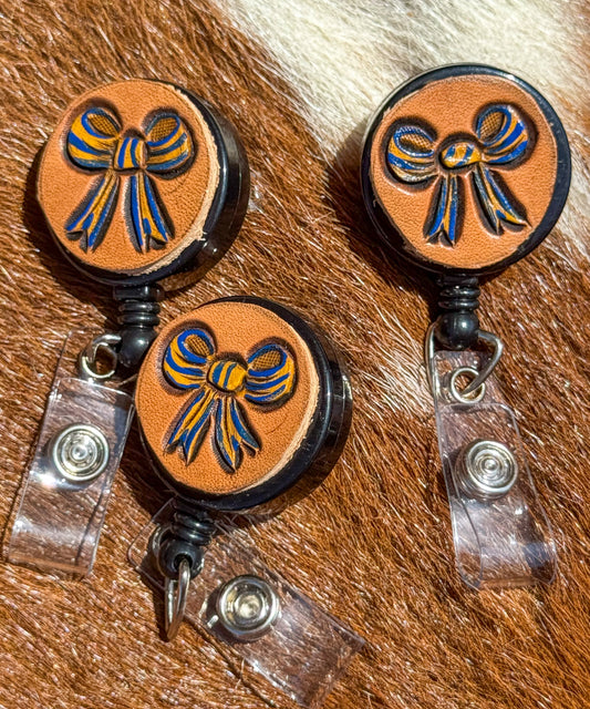 Blue and Gold badge reel