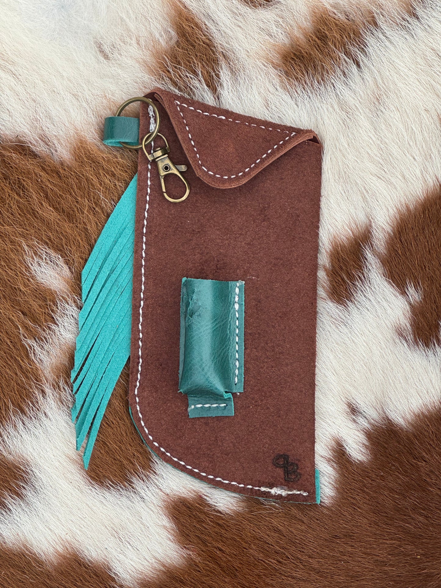 Chap -Stick Sunglass Holder Chocolate & Turquoise