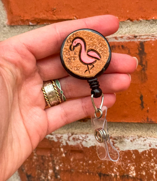flamingo badge reel