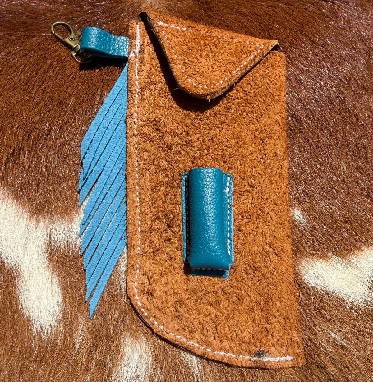 Tooled Mini Chap Toffee and Blue