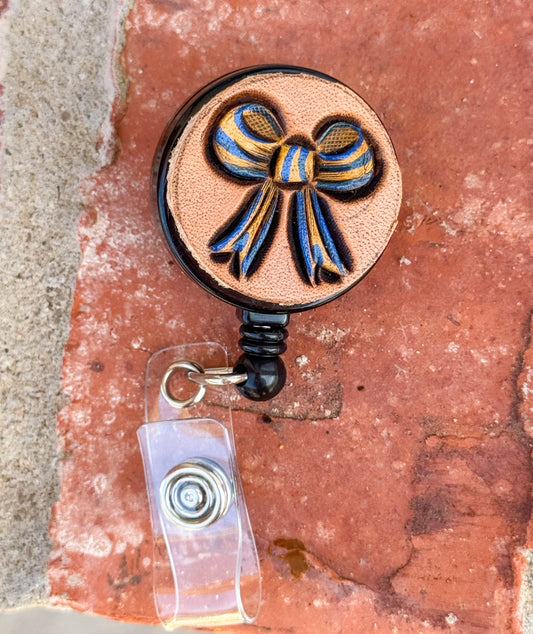 Blue and Gold badge reel