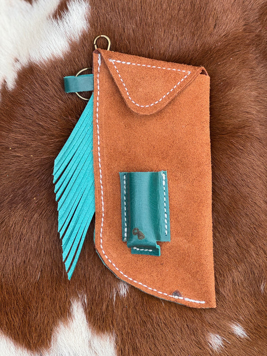 Chap-Stick Sunglass Holder Brown & Turquoise