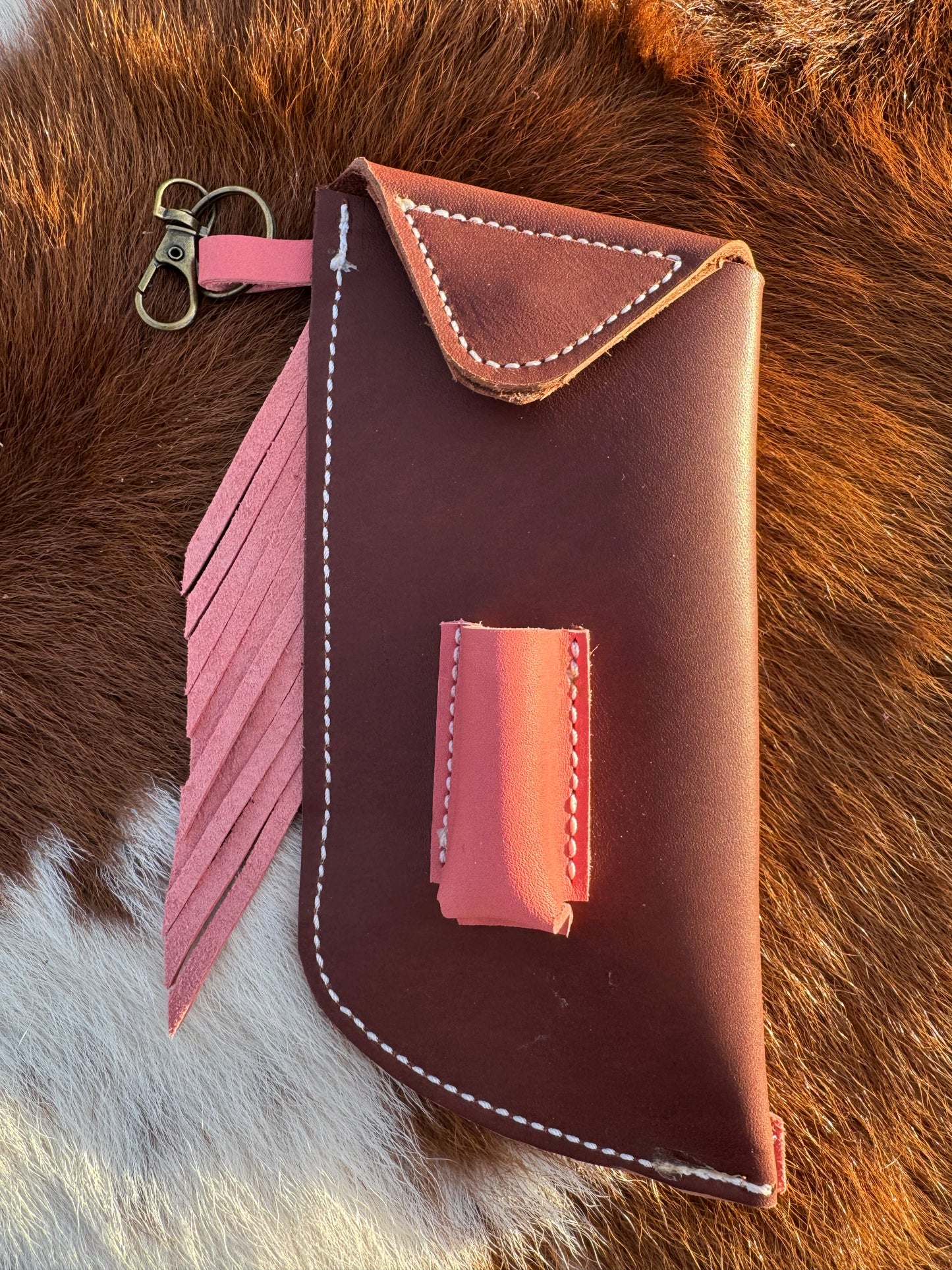 Chap-Stick Sunglass Holder Chocolate & Salmon