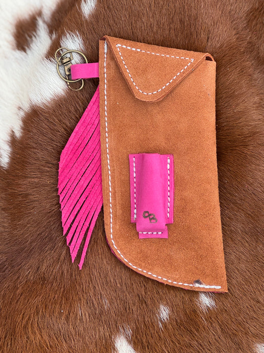 Chap-Stick Sunglass Holder Brown & Pink