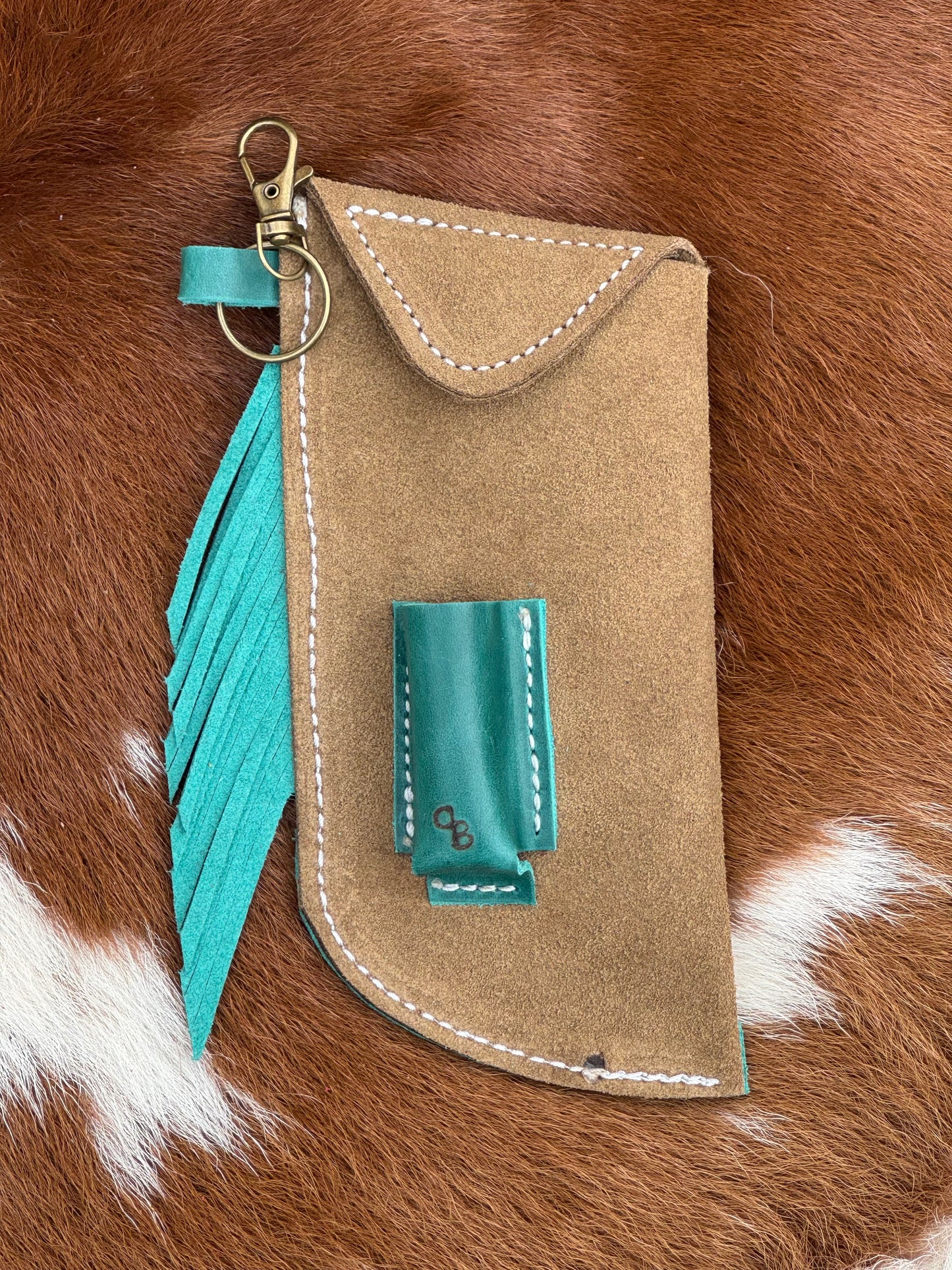 Chap-Stick Sunglass Holder Taupe & Turquoise
