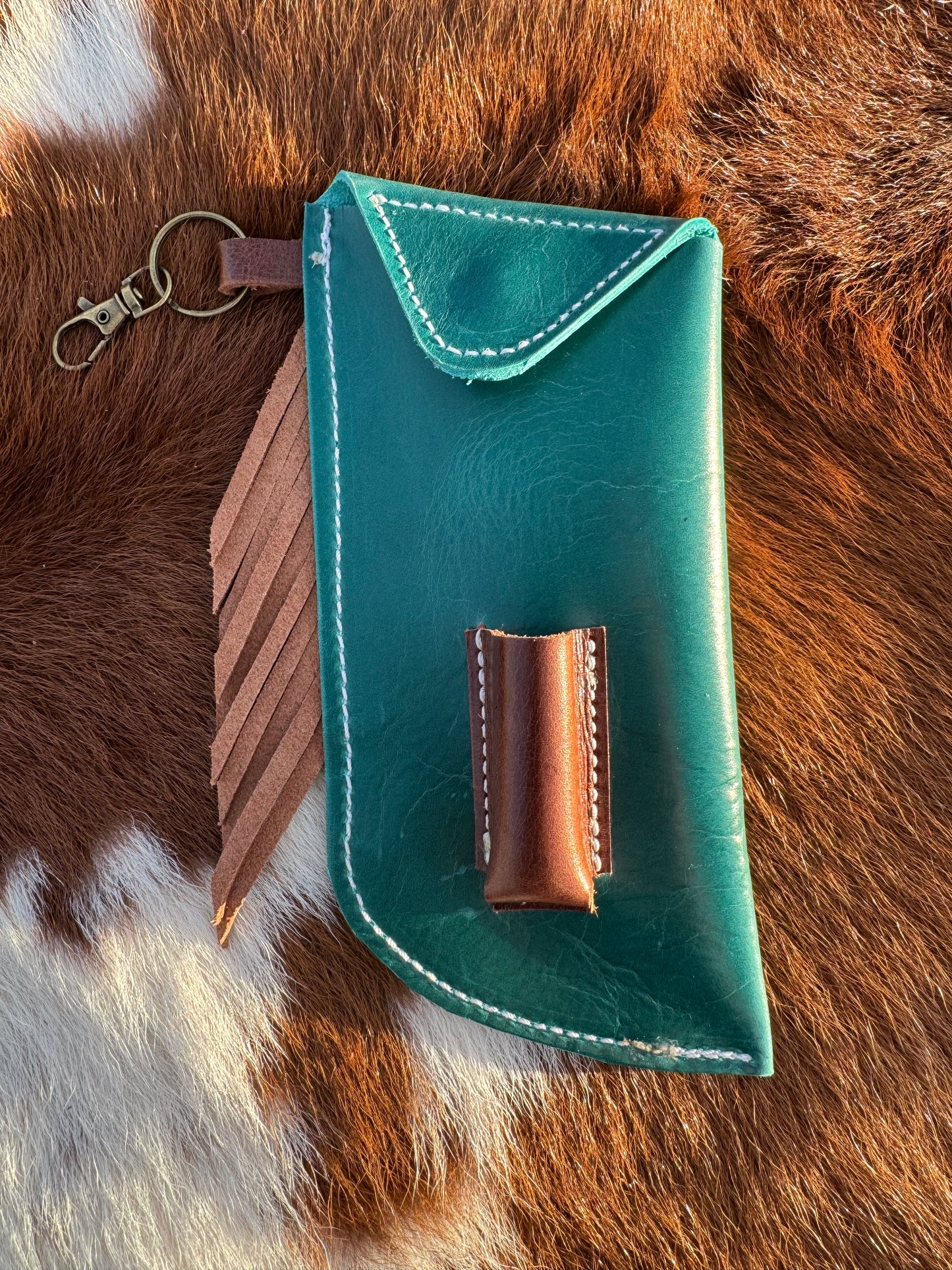 Chap-Stick Sunglass Holder Turquoise & Brown