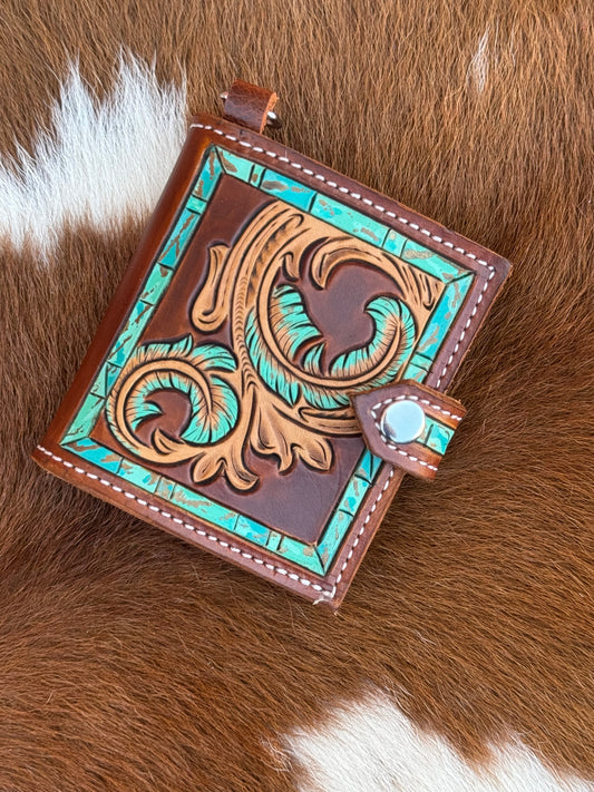 Turquoise Feather Mini Wallet