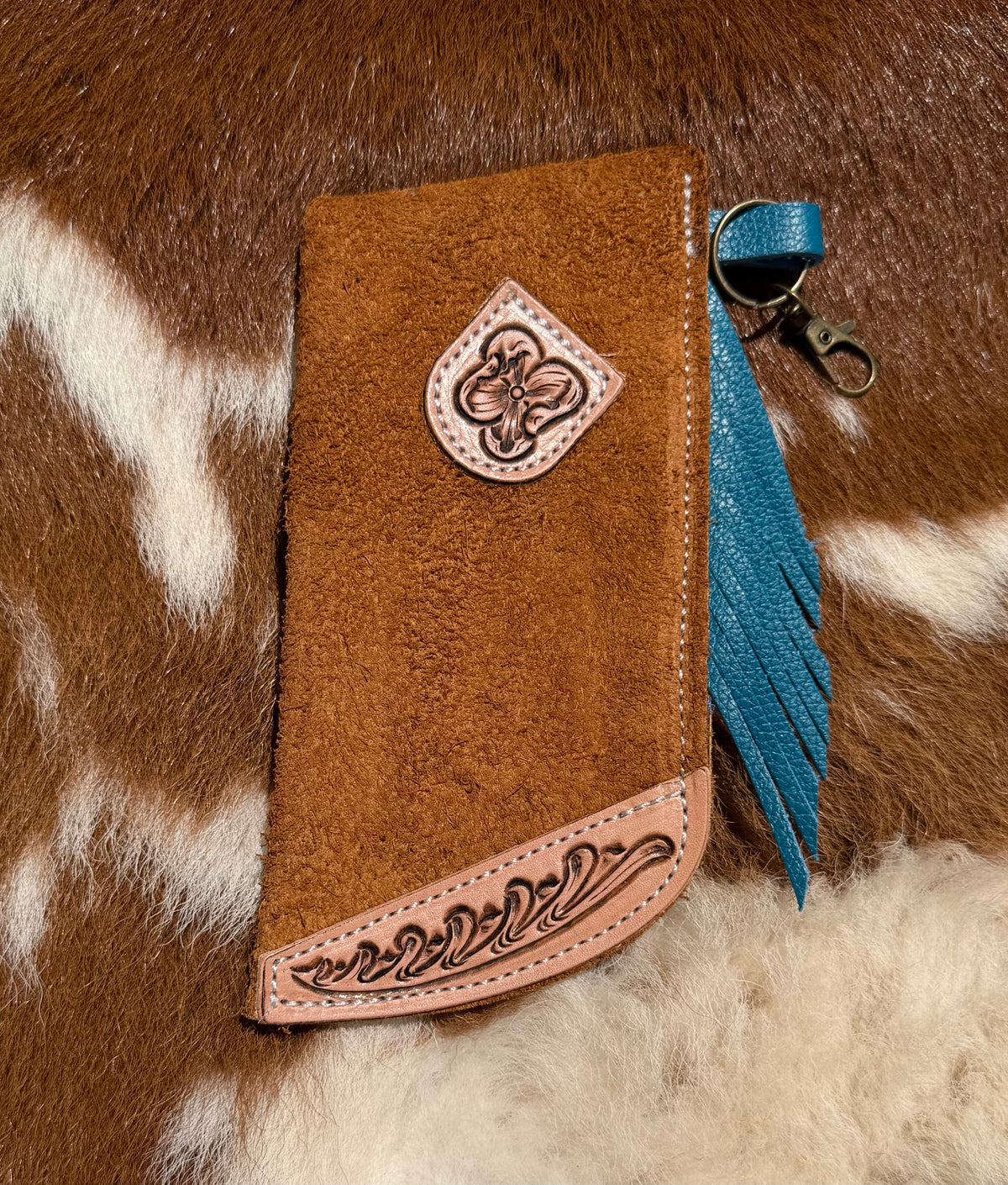 Tooled Mini Chap Toffee and Blue