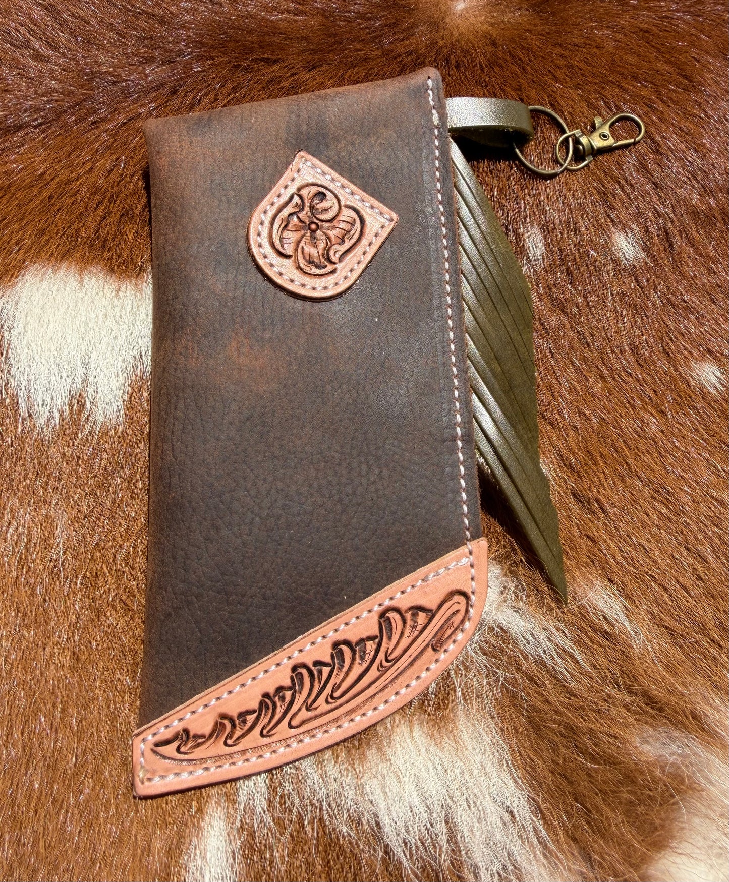 Tooled Mini Chap Chocolate & Deep Olive