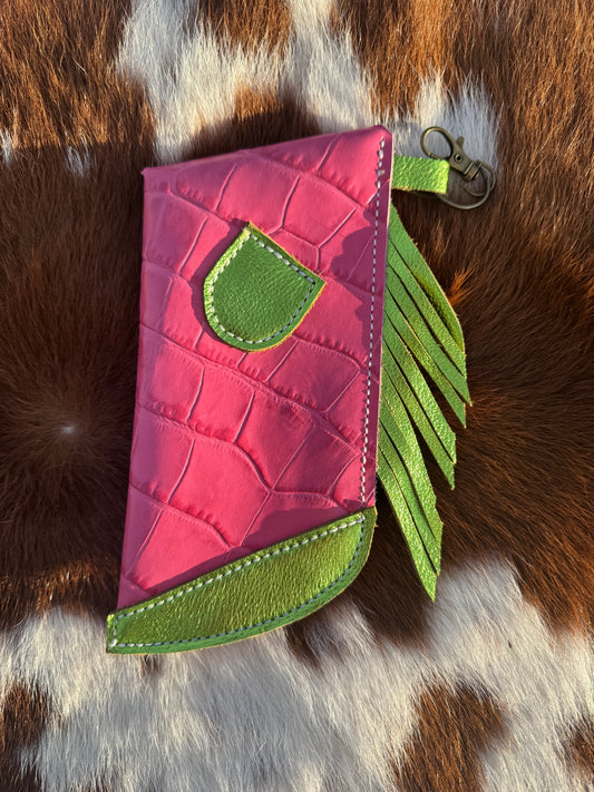 Chap-Stick Sunglass Holder Pink Gator & metallic lime