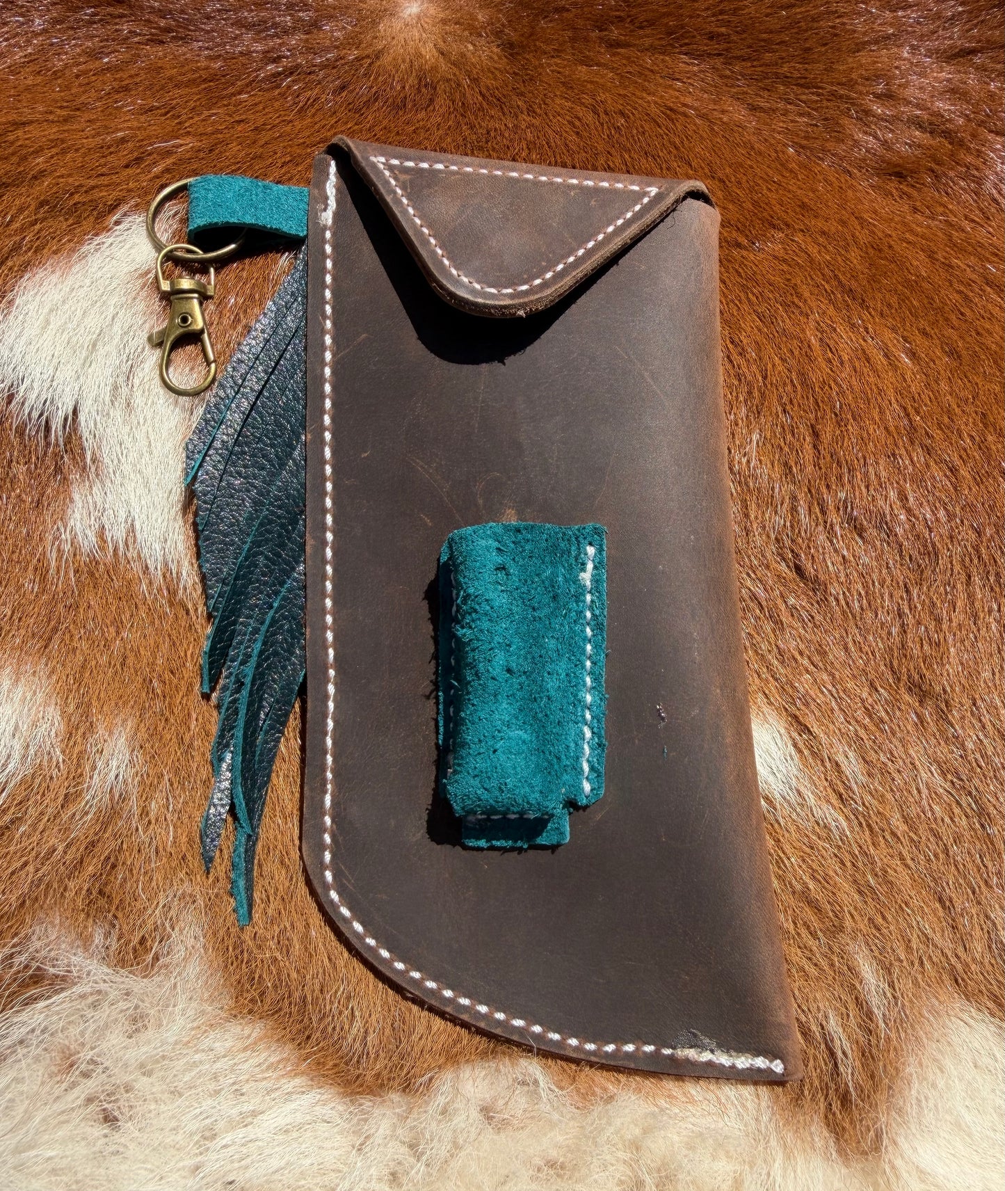 Tooled Mini Chap Chocolate & Turquoise
