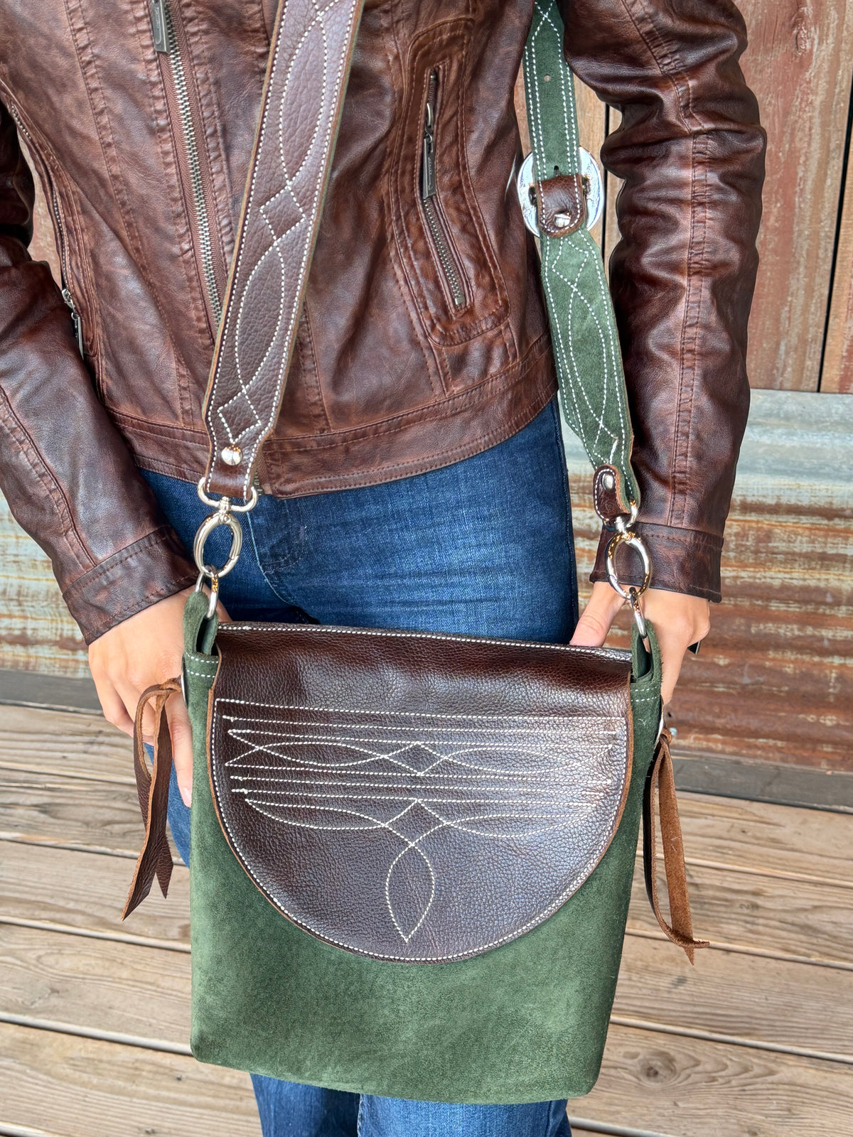 Evergreen and Chocolate Toe Bug Purse