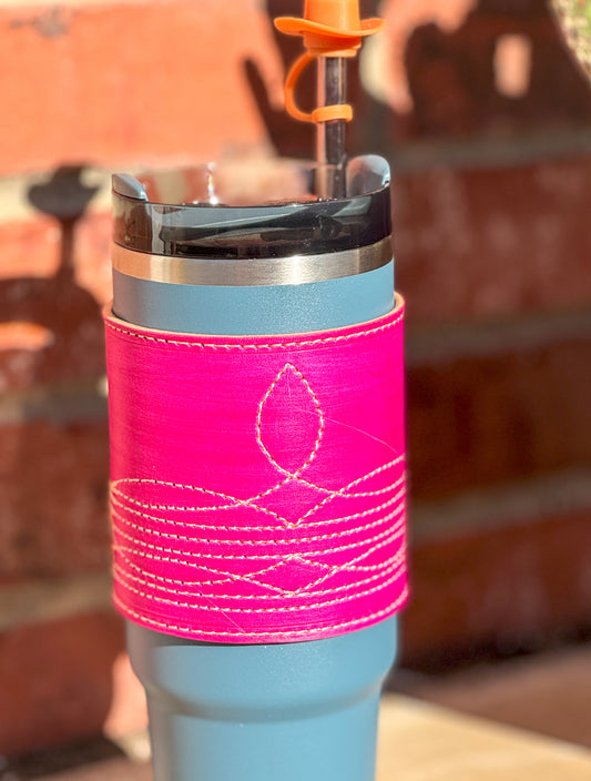 Hot Pink Boot Stitch 30 oz Tumbler Wrap