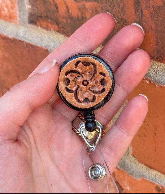 Natural floral badge reel