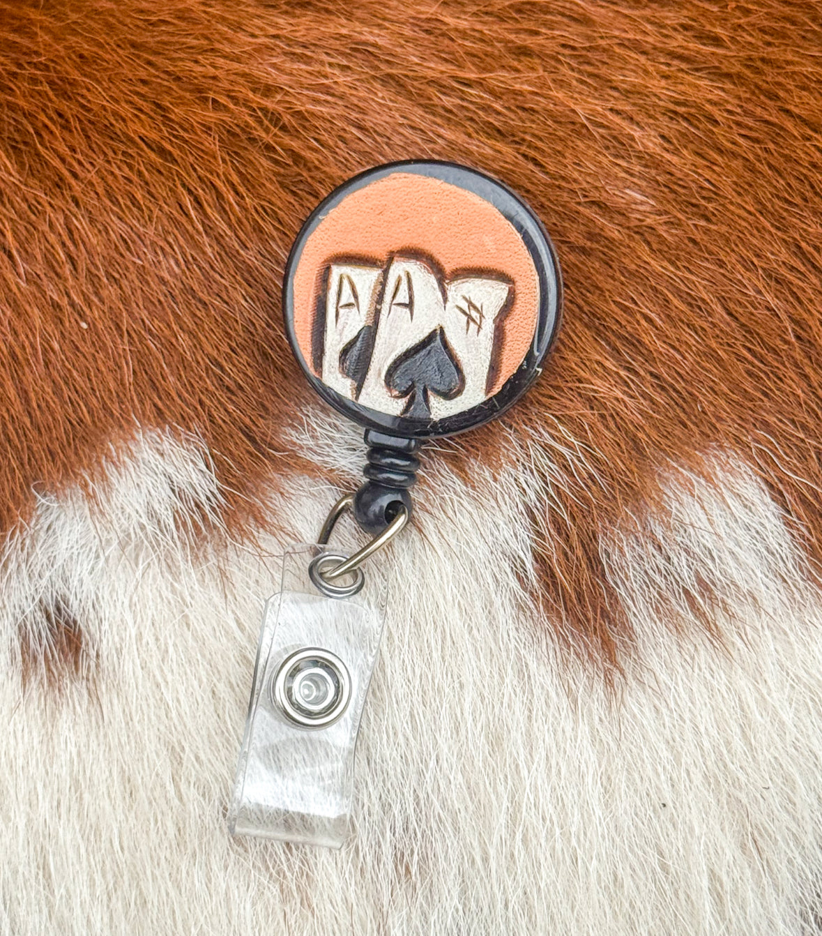 Ace of spades badge reel