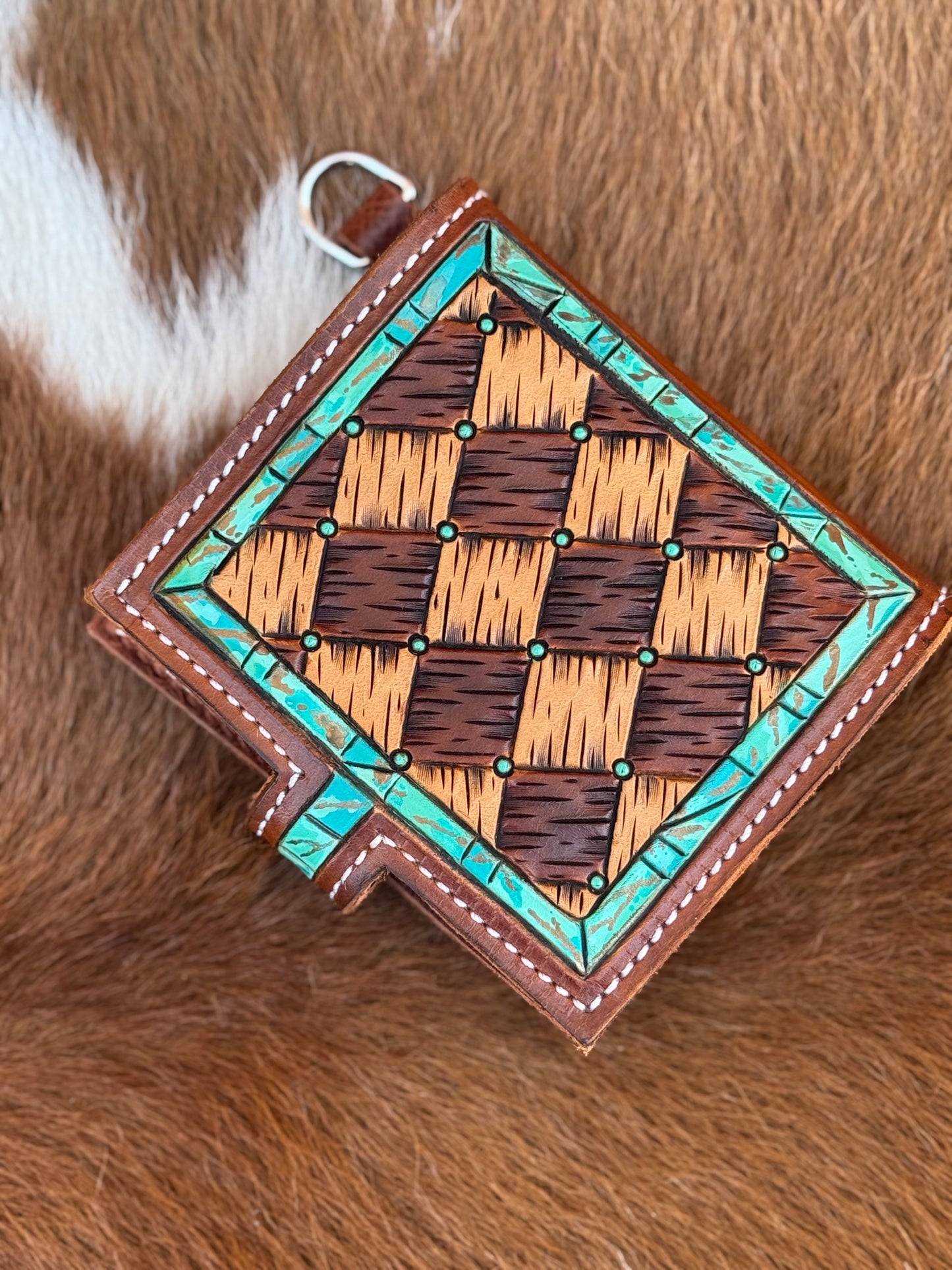 Turquoise Feather Mini Wallet