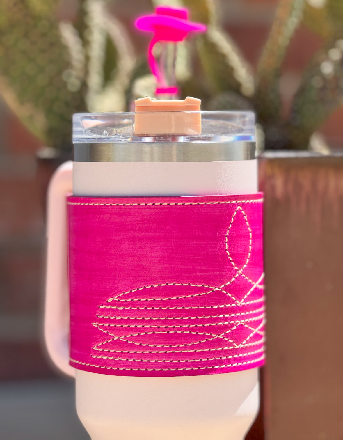 Hot Pink Boot Stitch 40 oz Tumbler Wrap