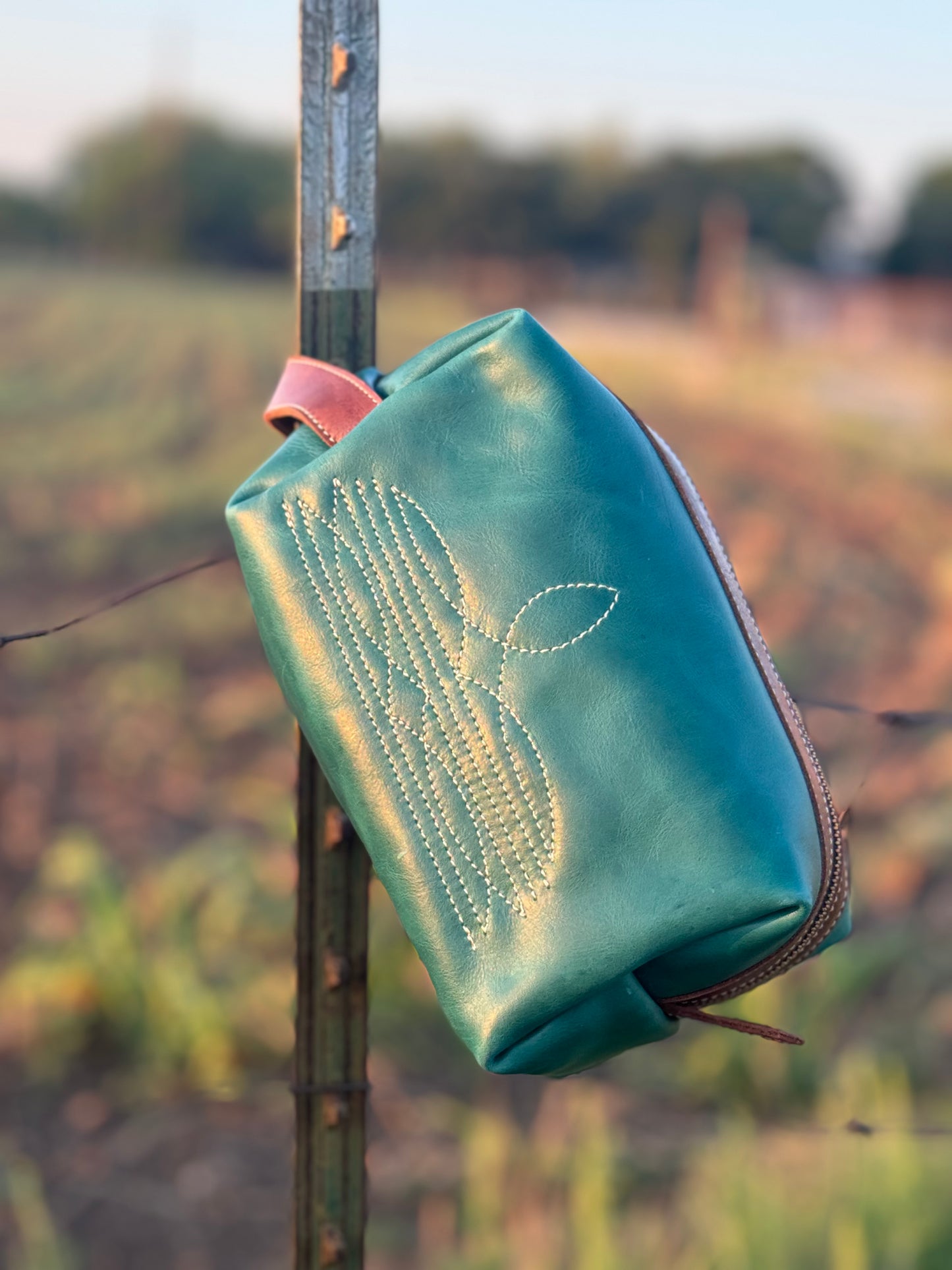 Turquoise Boot Stitch Dopp Kit