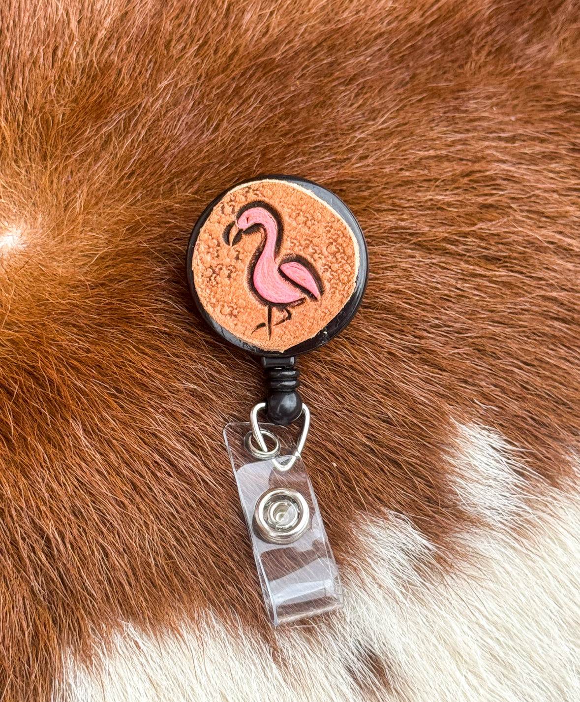 flamingo badge reel