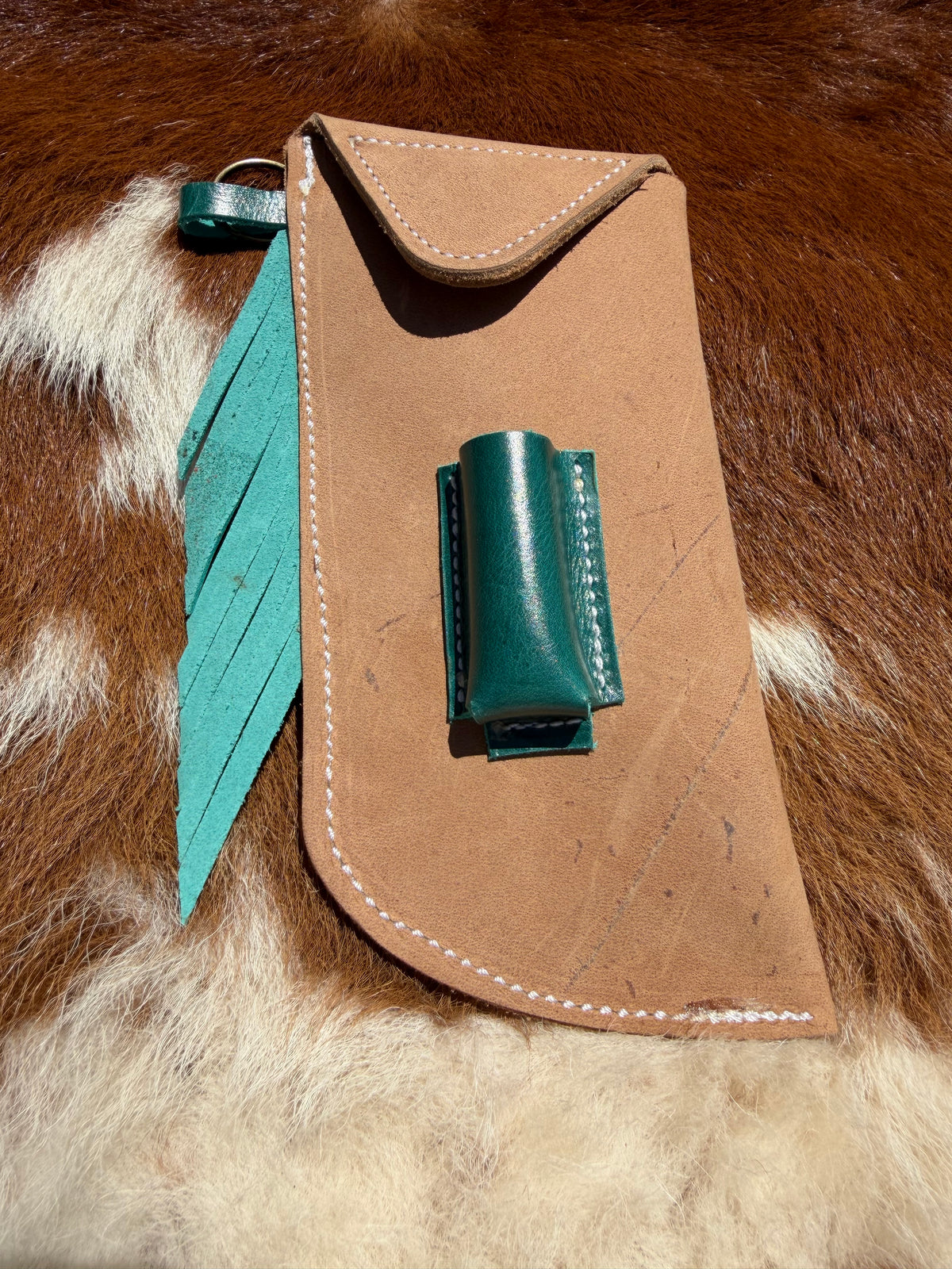 Tooled Mini Chap Peanut & Turquoise