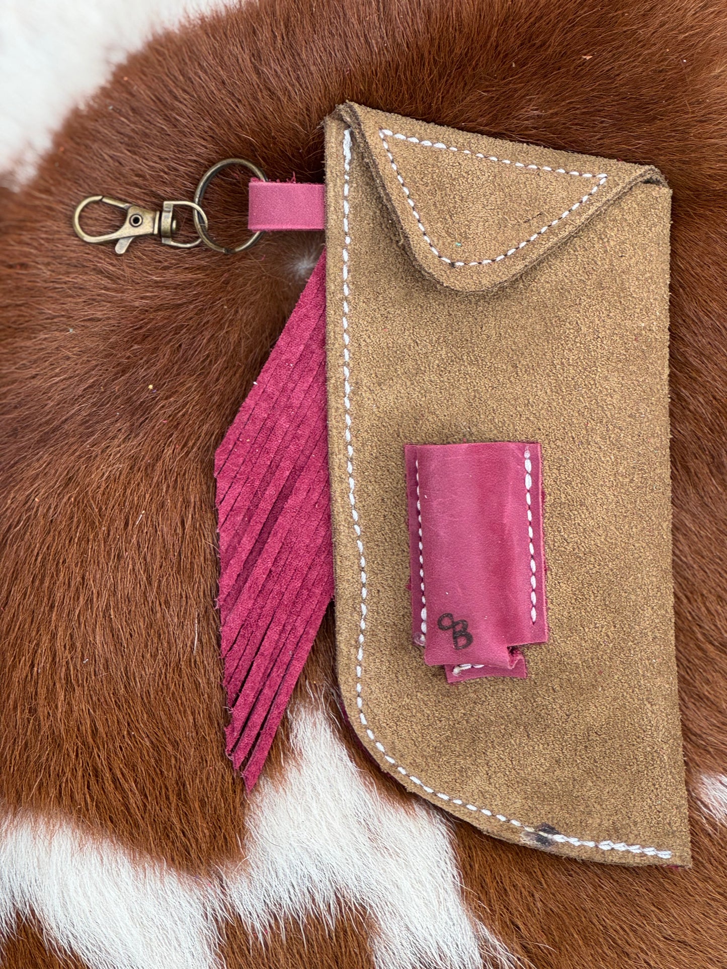 Chap-Stick Sunglass Holder Taupe & Maroon