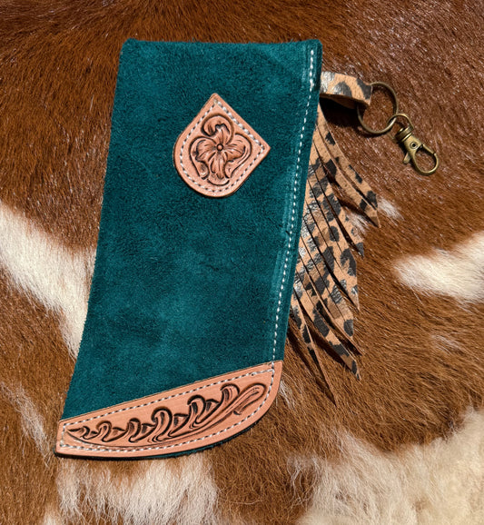 Tooled Mini Chap Teal & Cheetah