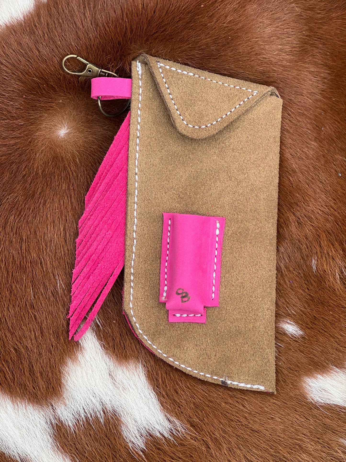 Chap-Stick Sunglass Holder Taupe & Pink