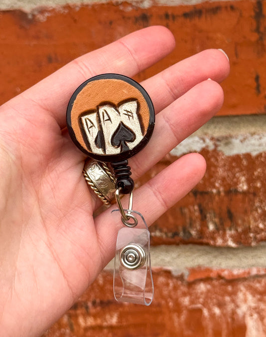 Ace of spades badge reel