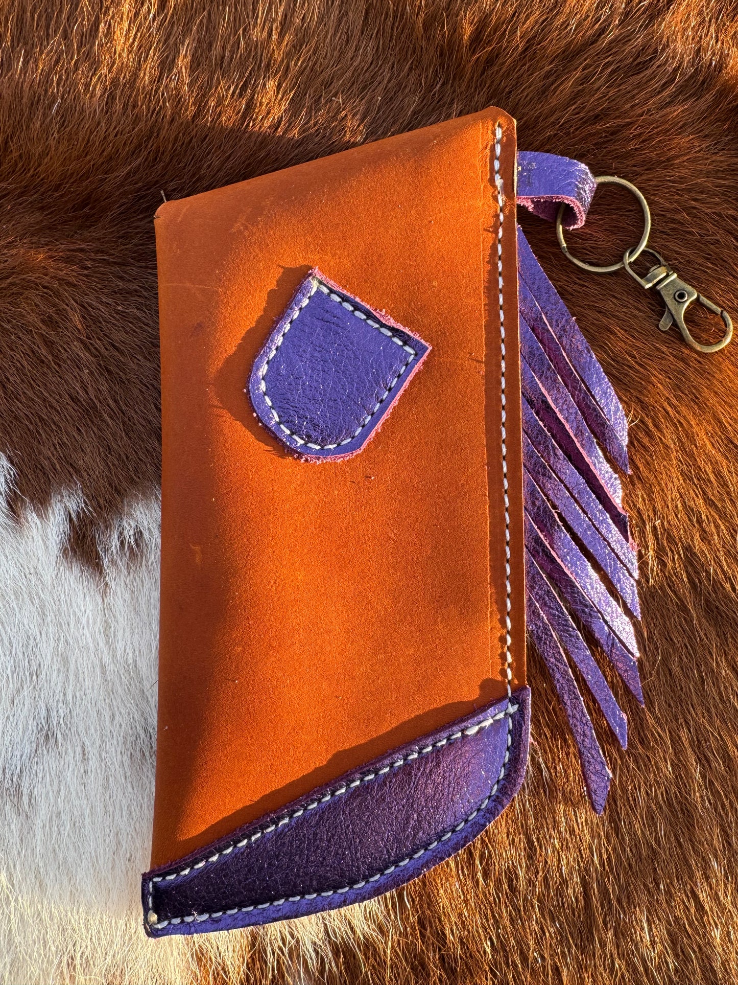 Chap-Stick Sunglass Holder Rust & Metallic Purple