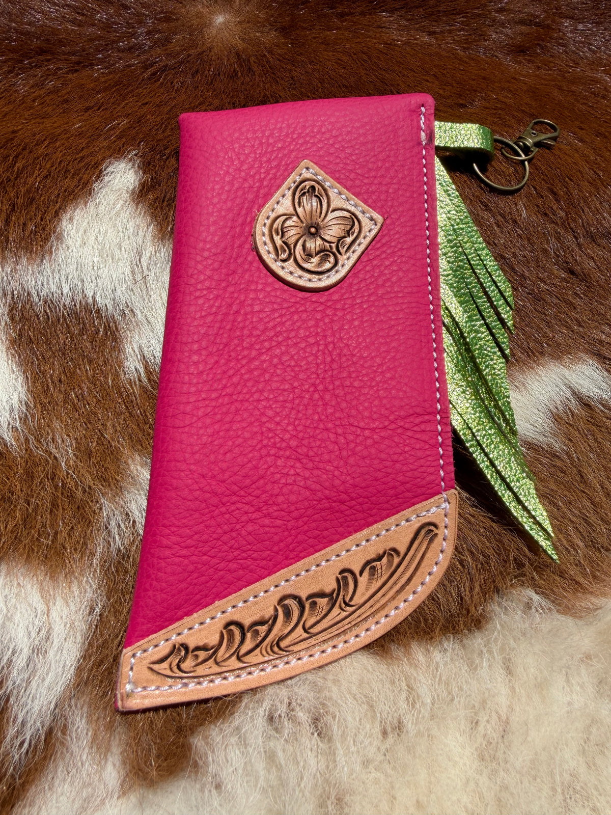 Tooled Mini Chap Pink & Metallic Lime