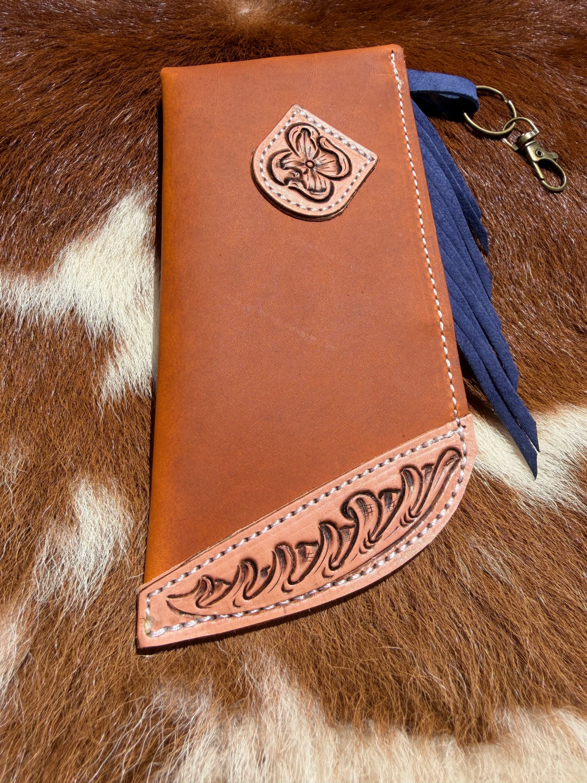 Tooled Mini Chap Rust & Navy