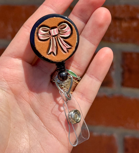 Pink Bow badge reel
