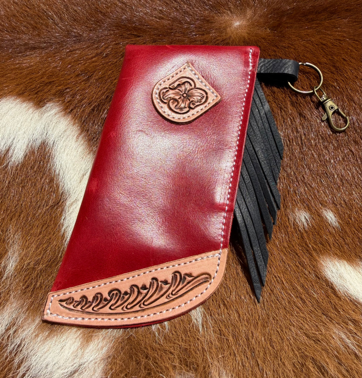 Tooled Mini Chap Red & Black