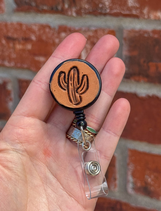 Natural Saguaro badge reel
