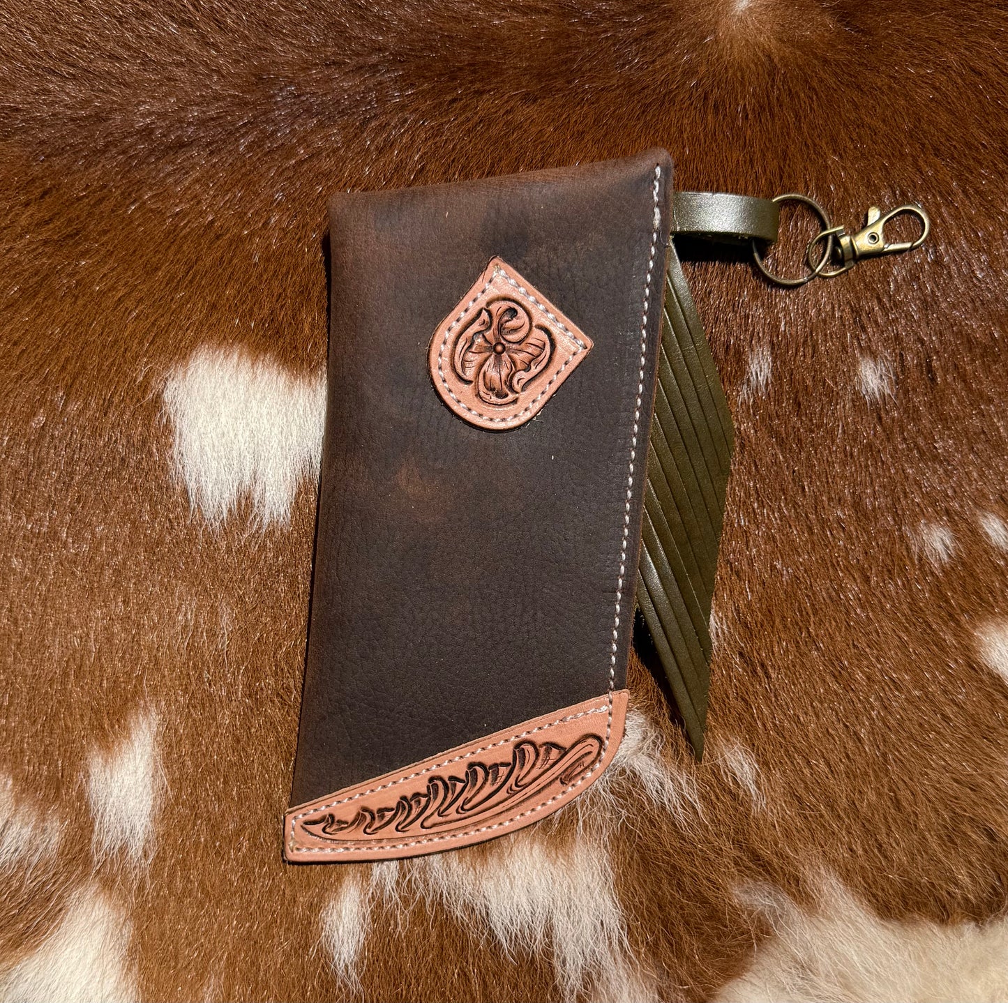Tooled Mini Chap Chocolate & Deep Olive