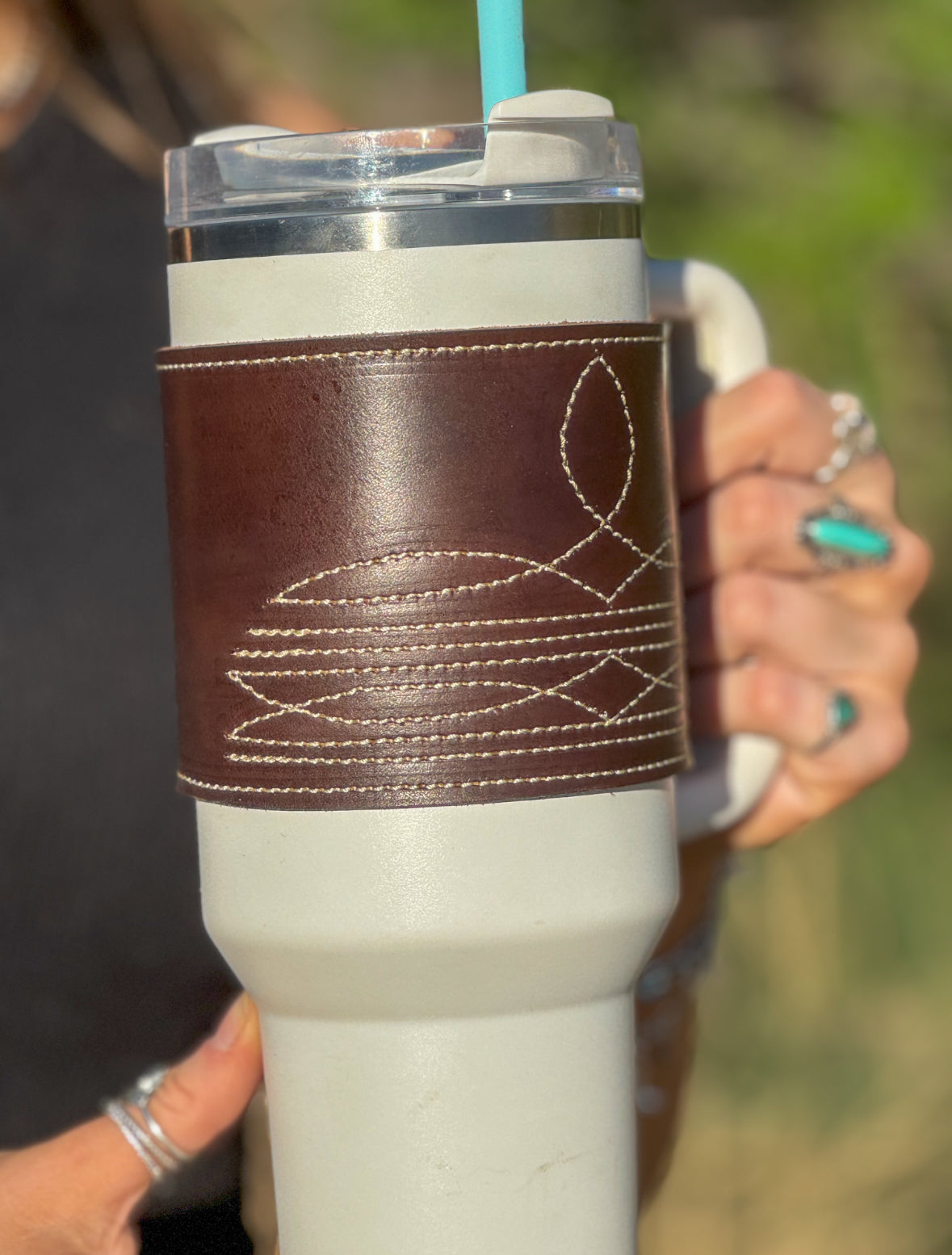 Chocolate Boot Stitch 40 oz Tumbler Wrap