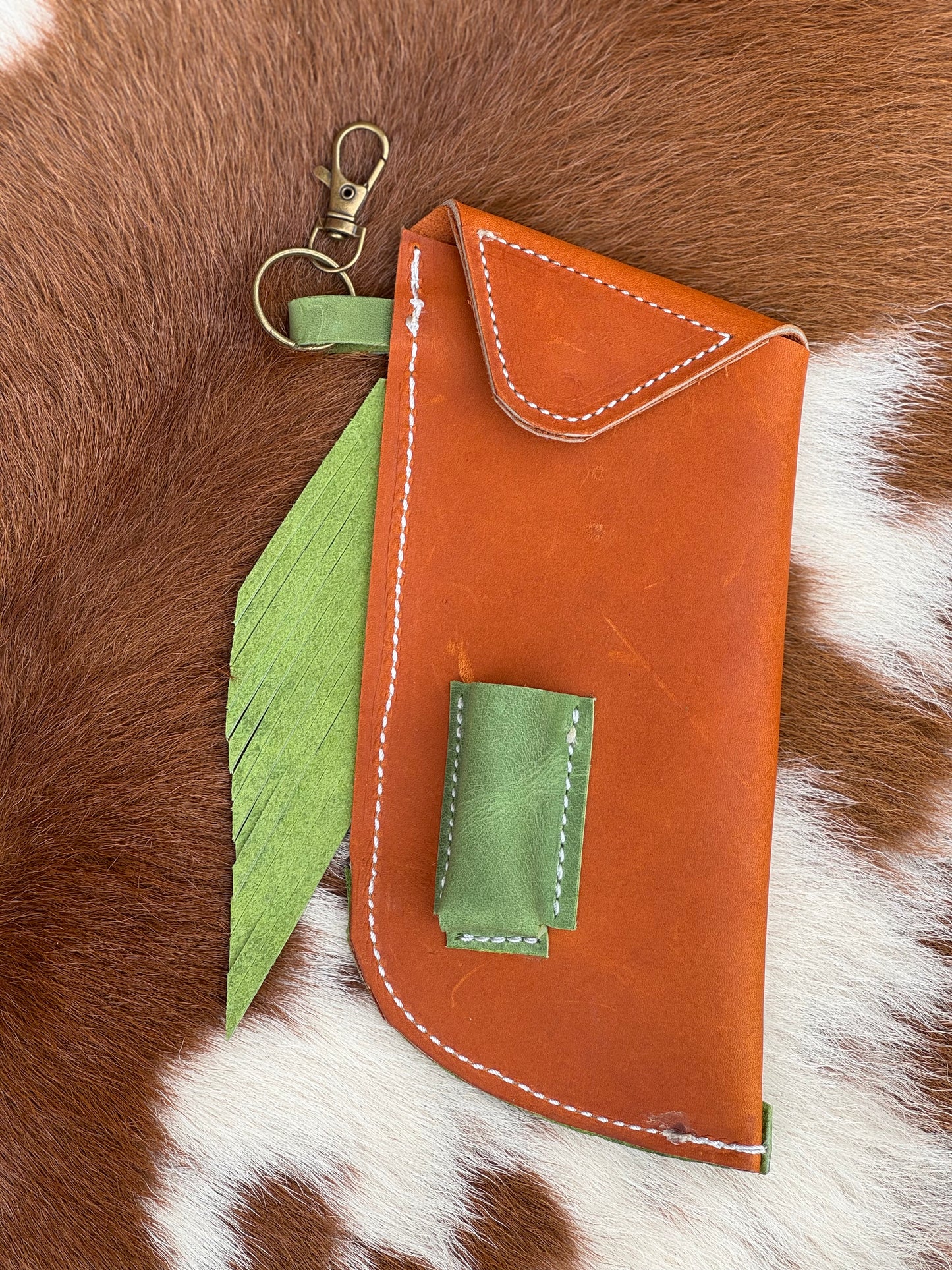 Chap-Stick Sunglass Holder Green & Rust