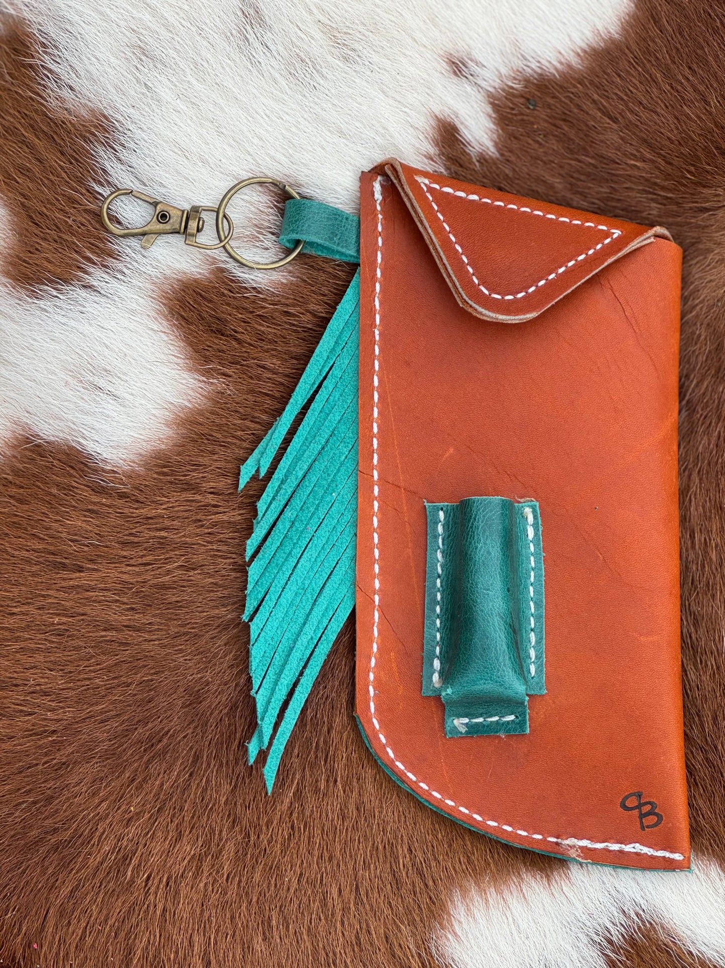 Chap-Stick Sunglass Holder Rust & Turquoise