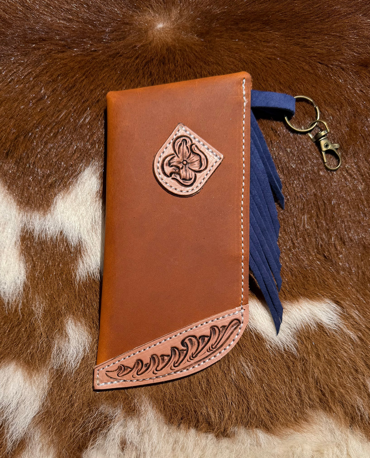 Tooled Mini Chap Rust & Navy