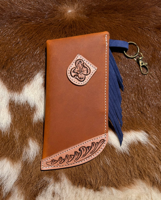 Tooled Mini Chap Rust & Navy