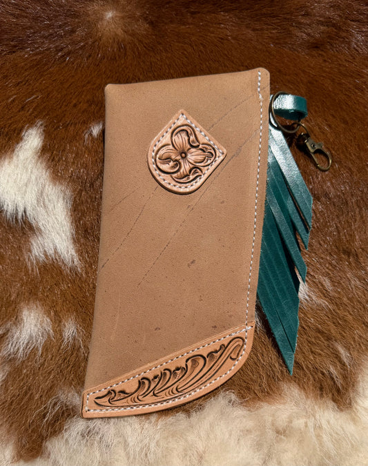 Tooled Mini Chap Peanut & Turquoise