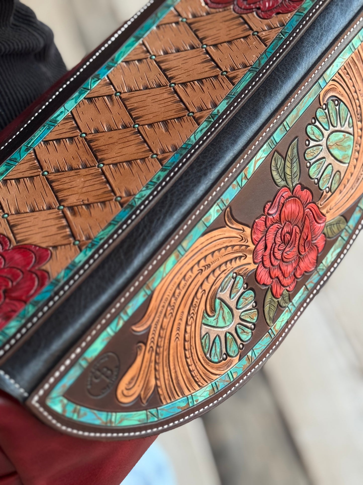Turquoise and Roses Makeup Tote
