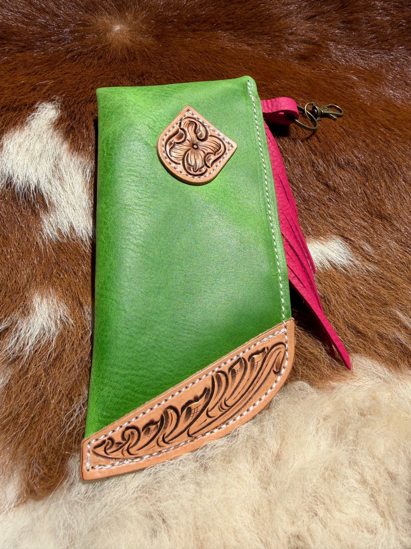 Tooled Mini Chap Lime & Hot Pink