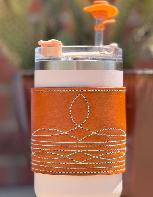 Golden Brown Boot Stitch 40 oz Tumbler Wrap