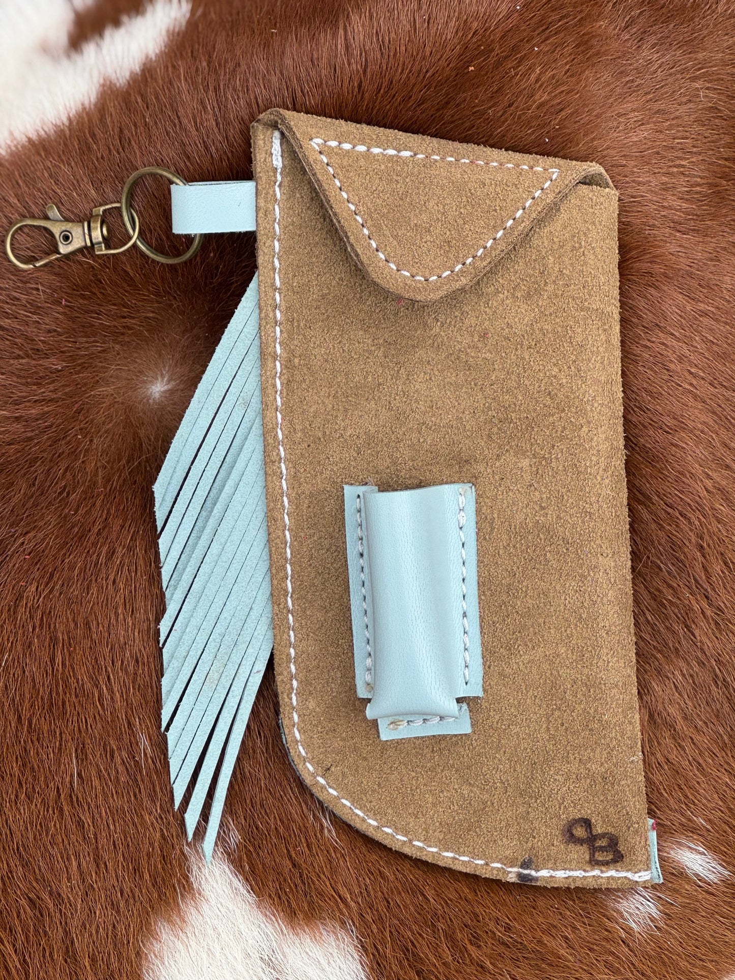 Chap-Stick Sunglass Holder Taupe & Sky Blue