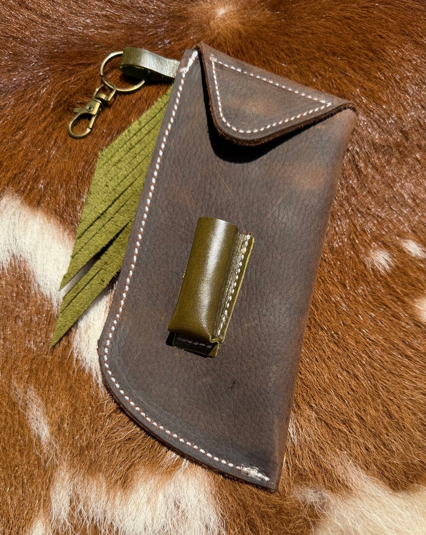 Tooled Mini Chap Chocolate & Deep Olive