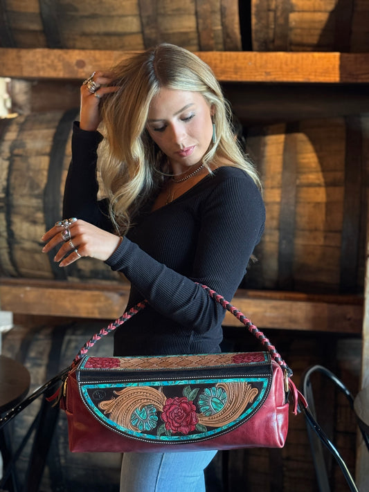 Turquoise and Roses Makeup Tote