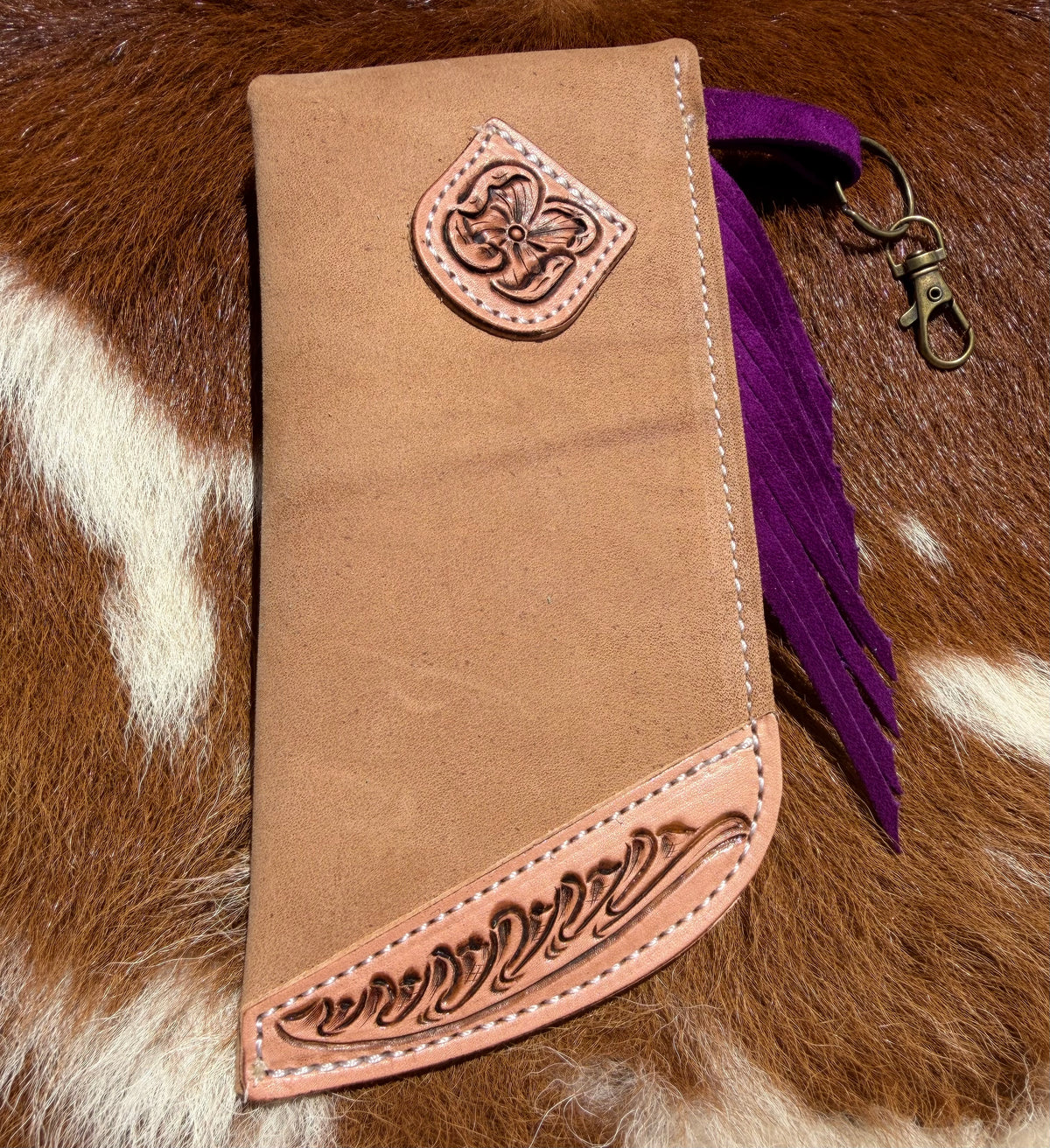 Tooled Mini Chap Peanut & Purple